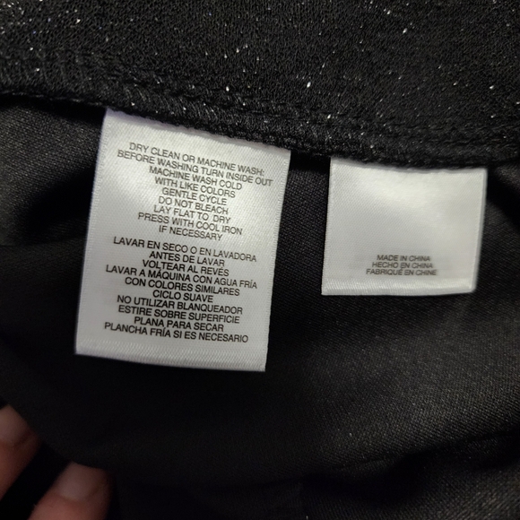 Anne Klein Black Glitter Wide-Leg Petite Pull-on Pants - Picture 6 of 7